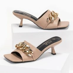 The Fashion Project Mules καρέ με αλυσίδα - Πούρο -Γόβες Εκπτώσεις kare mules me xamilo takouni 92981 6ldt