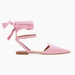 The Fashion Project Μπαλαρίνες Suede με Lace Up δέσιμο - Ροζ -Γόβες Εκπτώσεις mpalarines suede me lace up desimo 103383 bww3