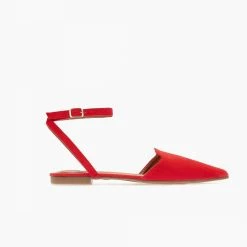 The Fashion Project Μπαλαρίνες Suede με Lace Up δέσιμο - Κόκκινο