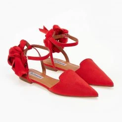 The Fashion Project Μπαλαρίνες Suede με Lace Up δέσιμο - Κόκκινο -Γόβες Εκπτώσεις mpalarines suede me lace up desimo 103384 w491