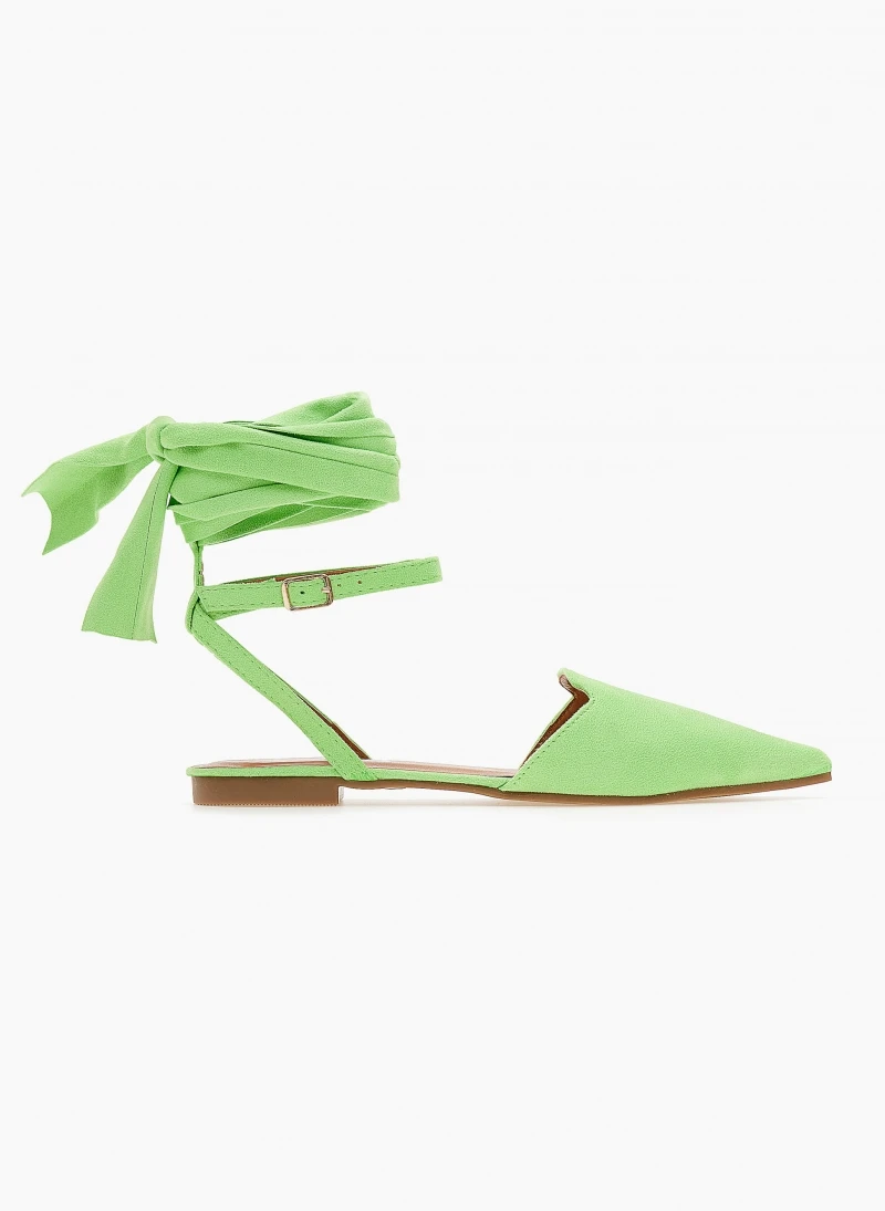 The Fashion Project Μπαλαρίνες Suede με Lace Up δέσιμο - Λαχανί 3 The Fashion Project Μπαλαρίνες Suede με Lace Up δέσιμο - Λαχανί - Image 3