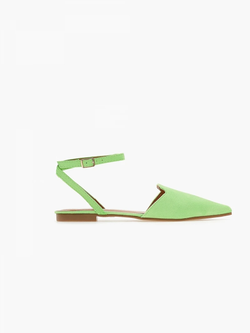 The Fashion Project Μπαλαρίνες Suede με Lace Up δέσιμο - Λαχανί 1 The Fashion Project Μπαλαρίνες Suede με Lace Up δέσιμο - Λαχανί