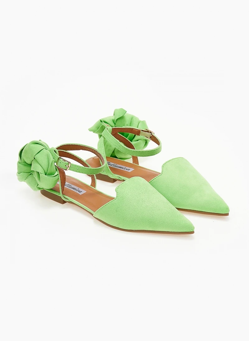 The Fashion Project Μπαλαρίνες Suede με Lace Up δέσιμο - Λαχανί 5 The Fashion Project Μπαλαρίνες Suede με Lace Up δέσιμο - Λαχανί - Image 5