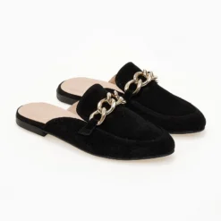 Mules καστόρινα με αλυσίδα Estil - Μαύρο -Γόβες Εκπτώσεις mules estil kastorina me alusida 103675 8a3w