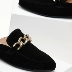 Mules καστόρινα με αλυσίδα Estil - Μαύρο -Γόβες Εκπτώσεις mules estil kastorina me alusida 103675 sbyy