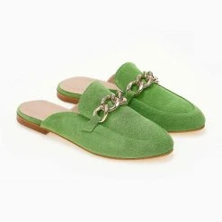 Mules καστόρινα με αλυσίδα Estil - Πράσινο -Γόβες Εκπτώσεις mules estil kastorina me alusida 103677 etin