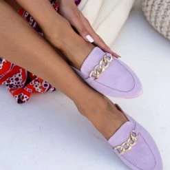 Mules καστόρινα με αλυσίδα Estil - Λιλά -Γόβες Εκπτώσεις mules estil kastorina me alusida 103678 bcbe