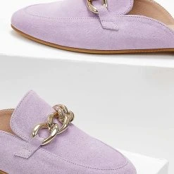 Mules καστόρινα με αλυσίδα Estil - Λιλά -Γόβες Εκπτώσεις mules estil kastorina me alusida 103678 svy8