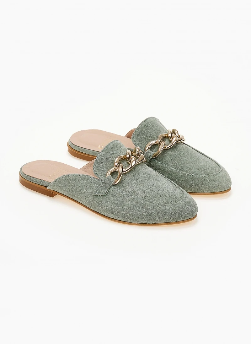 Mules καστόρινα με αλυσίδα Estil - Μέντα 4 Mules καστόρινα με αλυσίδα Estil - Μέντα - Image 4