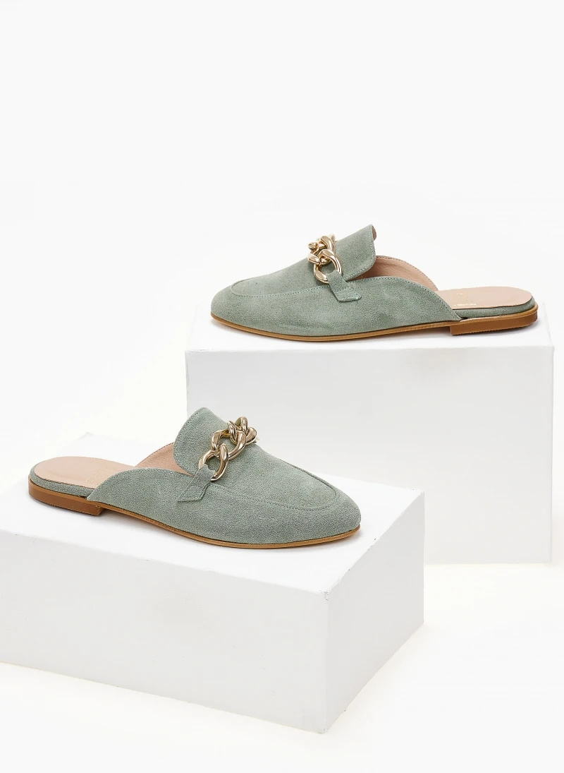 Mules καστόρινα με αλυσίδα Estil - Μέντα 2 Mules καστόρινα με αλυσίδα Estil - Μέντα - Image 2