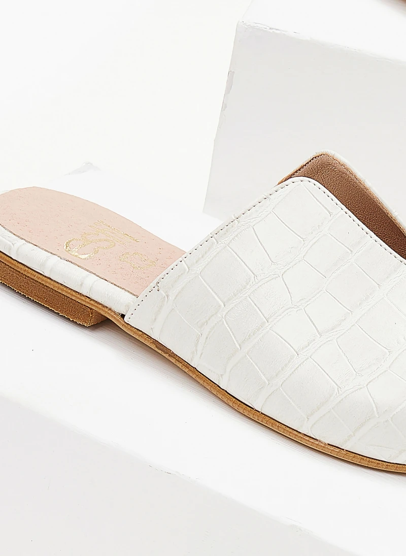 Mules κλειστά κροκό με άνοιγμα Estil - Λευκό 6 Mules κλειστά κροκό με άνοιγμα Estil - Λευκό - Image 6