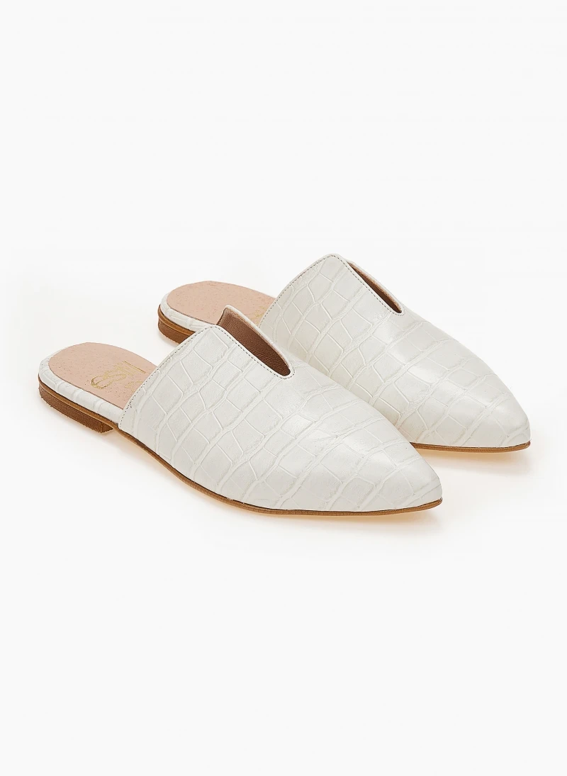 Mules κλειστά κροκό με άνοιγμα Estil - Λευκό 5 Mules κλειστά κροκό με άνοιγμα Estil - Λευκό - Image 5
