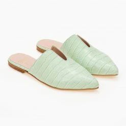 Mules κλειστά κροκό με άνοιγμα Estil - Μέντα 11 Mules κλειστά κροκό με άνοιγμα Estil - Μέντα -Γόβες Εκπτώσεις mules estil kroko me anoigma 102099 by9x