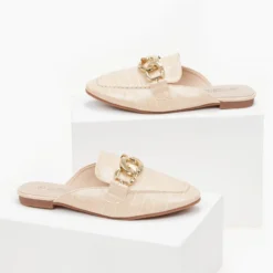 The Fashion Project Mules φλατ με Pattern κροκό - Μπεζ -Γόβες Εκπτώσεις mules flat me pattern kroko 100358 b54p