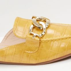 The Fashion Project Mules φλατ με Pattern κροκό - Μουσταρδί -Γόβες Εκπτώσεις mules flat me pattern kroko 100359 l0an