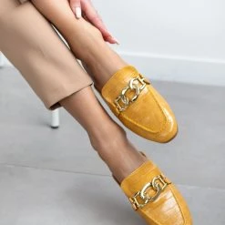 The Fashion Project Mules φλατ με Pattern κροκό - Μουσταρδί