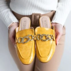 The Fashion Project Mules φλατ με Pattern κροκό - Μουσταρδί -Γόβες Εκπτώσεις mules flat me pattern kroko 100359 pbrx