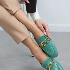 The Fashion Project Mules φλατ με Pattern κροκό - Μέντα