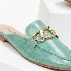 The Fashion Project Mules φλατ με Pattern κροκό - Μέντα -Γόβες Εκπτώσεις mules flat me pattern kroko 100360 ok83