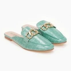 The Fashion Project Mules φλατ με Pattern κροκό - Μέντα -Γόβες Εκπτώσεις mules flat me pattern kroko 100360 rcyz
