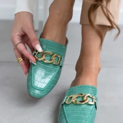 The Fashion Project Mules φλατ με Pattern κροκό - Μέντα -Γόβες Εκπτώσεις mules flat me pattern kroko 100360 vw3y