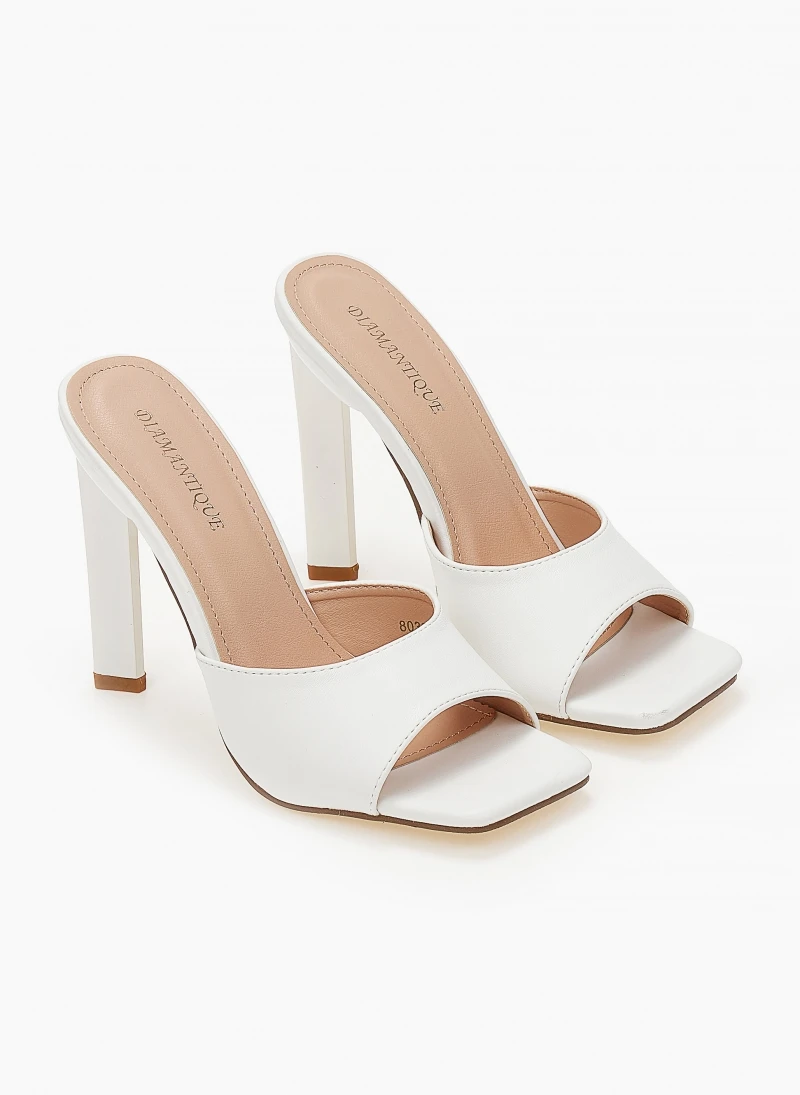 The Fashion Project Mules καρέ με γυαλιστερό τακούνι - Λευκό 3 The Fashion Project Mules καρέ με γυαλιστερό τακούνι - Λευκό - Image 3