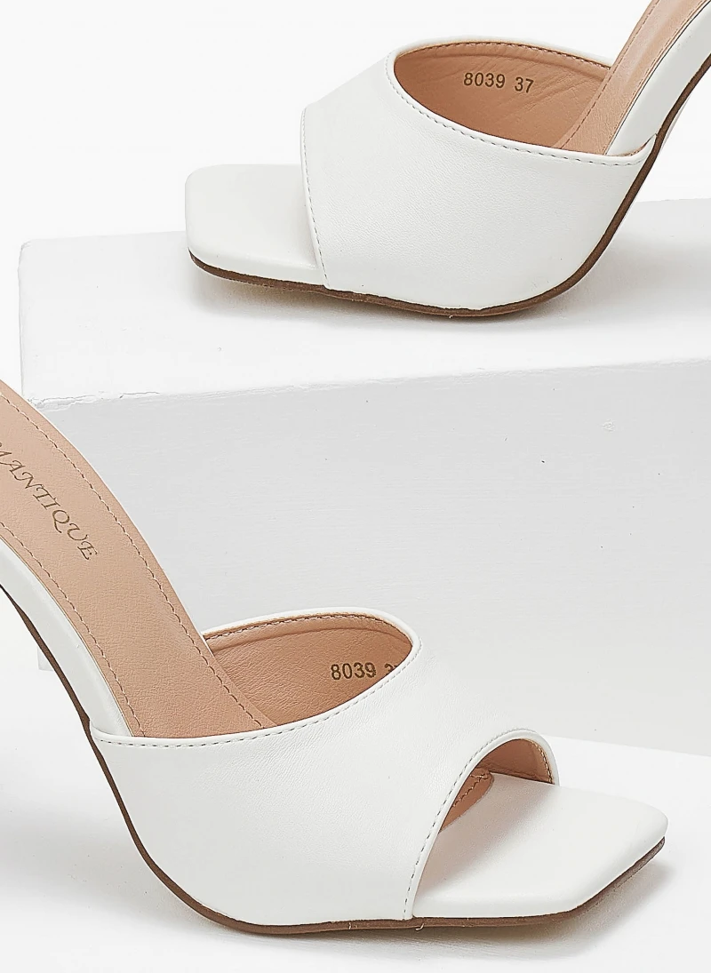The Fashion Project Mules καρέ με γυαλιστερό τακούνι - Λευκό 4 The Fashion Project Mules καρέ με γυαλιστερό τακούνι - Λευκό - Image 4