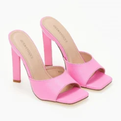 The Fashion Project Mules καρέ με γυαλιστερό τακούνι - Φούξια -Γόβες Εκπτώσεις mules kare me gualistero takouni 103840 17yg