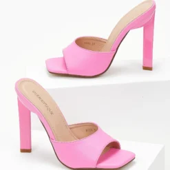 The Fashion Project Mules καρέ με γυαλιστερό τακούνι - Φούξια -Γόβες Εκπτώσεις mules kare me gualistero takouni 103840 41bp