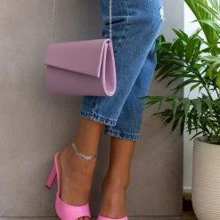 The Fashion Project Mules καρέ με γυαλιστερό τακούνι - Φούξια