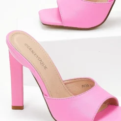 The Fashion Project Mules καρέ με γυαλιστερό τακούνι - Φούξια -Γόβες Εκπτώσεις mules kare me gualistero takouni 103840 k8uj