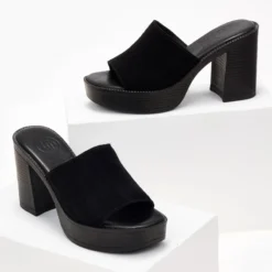 Mules καστόρινα με φαρδιά φάσα Tfp - Μαύρο -Γόβες Εκπτώσεις mules kastorina tfp me fardia fasa 101691 c825