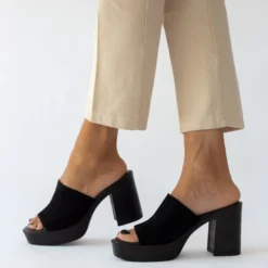 Mules καστόρινα με φαρδιά φάσα Tfp - Μαύρο -Γόβες Εκπτώσεις mules kastorina tfp me fardia fasa 101691 dtfu