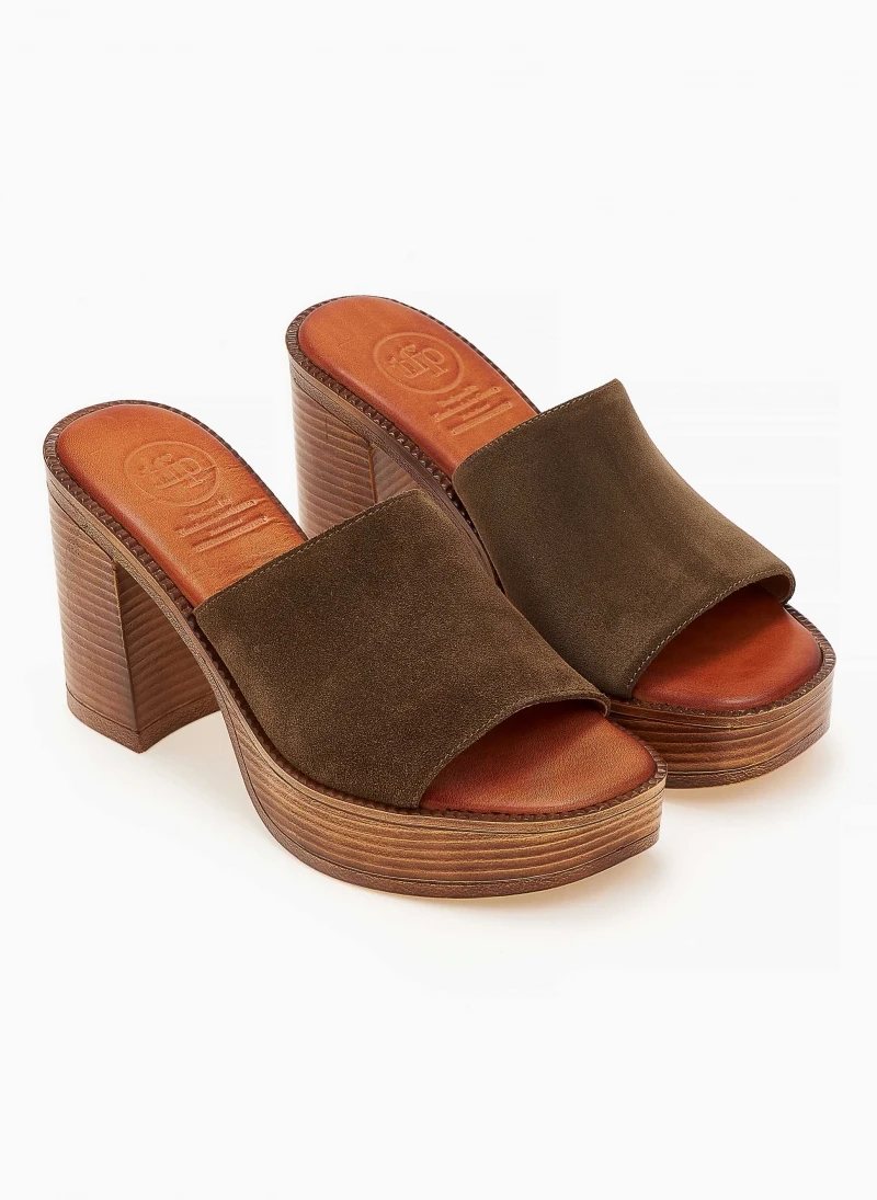 Mules καστόρινα με φαρδιά φάσα Tfp - Λαδί 6 Mules καστόρινα με φαρδιά φάσα Tfp - Λαδί - Image 6