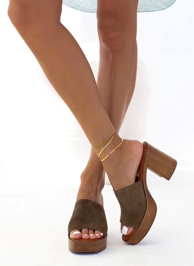 Mules καστόρινα με φαρδιά φάσα Tfp - Λαδί 7 Mules καστόρινα με φαρδιά φάσα Tfp - Λαδί - Image 7