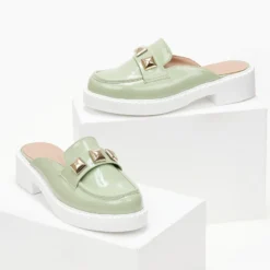 Mules λουστρίνι Estil με μεγάλα τρουκς - Πράσινο -Γόβες Εκπτώσεις mules loustrini estil me megala trouks 102857 0ix7