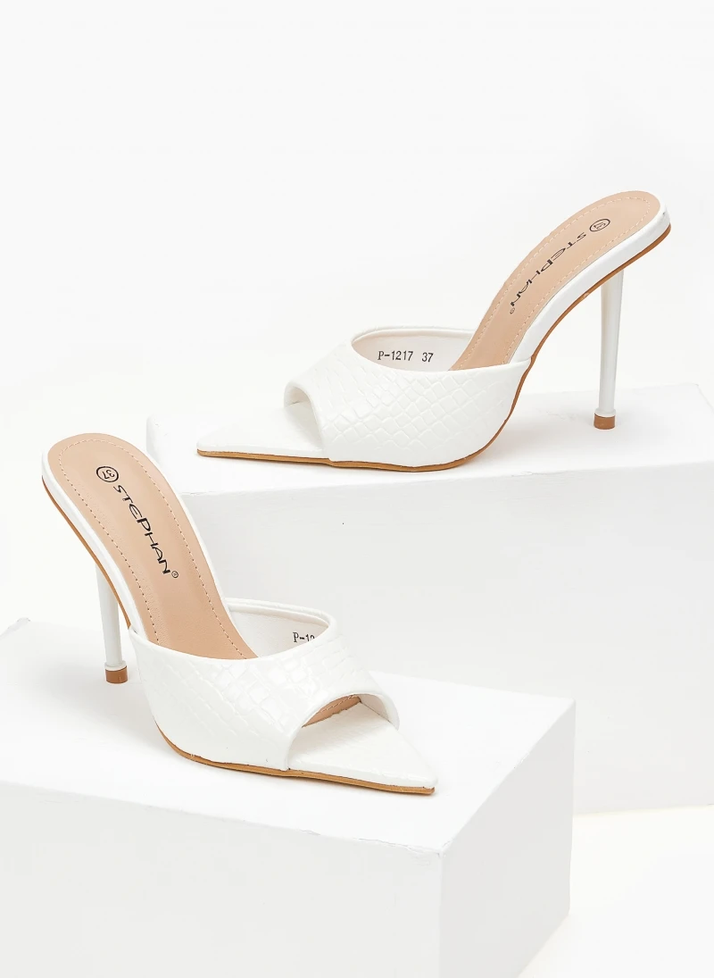 The Fashion Project Mules λουστρίνι κροκό με άνοιγμα - Λευκό 3 The Fashion Project Mules λουστρίνι κροκό με άνοιγμα - Λευκό - Image 3