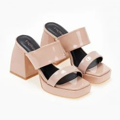 The Fashion Project Mules λουστρίνι με ιδιαίτερο τακούνι - Nude -Γόβες Εκπτώσεις mules loustrini me idiaitero takouni 104243 o3w5