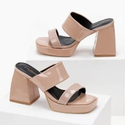 The Fashion Project Mules λουστρίνι με ιδιαίτερο τακούνι - Nude -Γόβες Εκπτώσεις mules loustrini me idiaitero takouni 104243 yawa