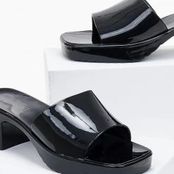 The Fashion Project Mules σε καρέ γραμμή - Μαύρο -Γόβες Εκπτώσεις mules loustrini se kare grammi 101084 p9hb