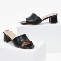 The Fashion Project Mules ματ με φαρδιά φάσα - Μαύρο -Γόβες Εκπτώσεις mules mat me fardia fasa 100890 rn2j