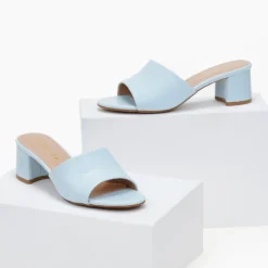 The Fashion Project Mules ματ με φαρδιά φάσα - Γαλάζιο -Γόβες Εκπτώσεις mules mat me fardia fasa 100893 73x7 1