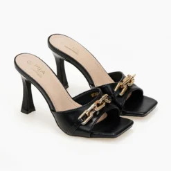 The Fashion Project Mules με αλυσίδα στη φάσα - Μαύρο -Γόβες Εκπτώσεις mules me alusida sti fasa 103651 ju69