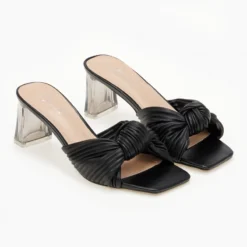 The Fashion Project Mules με διάφανο τακούνι - Μαύρο -Γόβες Εκπτώσεις mules me diafano takouni 100362 2k39