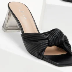 The Fashion Project Mules με διάφανο τακούνι - Μαύρο -Γόβες Εκπτώσεις mules me diafano takouni 100362 m1g0