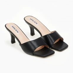 The Fashion Project Mules με φαρδιά φάσα - Μαύρο -Γόβες Εκπτώσεις mules me fardia fasa 99889 cow9