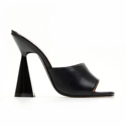 The Fashion Project Mules με γυαλιστερό τακούνι καμπάνα - Μαύρο