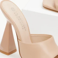 The Fashion Project Mules με γυαλιστερό τακούνι καμπάνα - Nude -Γόβες Εκπτώσεις mules me gualistero takouni kampana 100323 yu1i