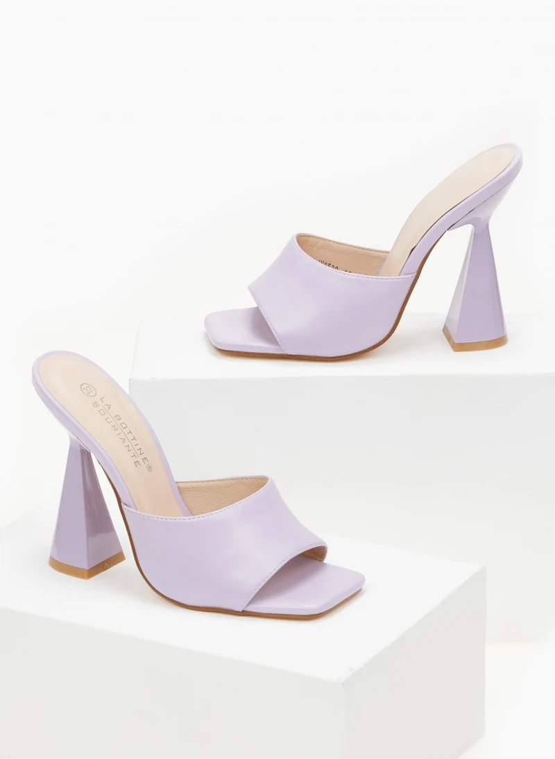 The Fashion Project Mules με γυαλιστερό τακούνι καμπάνα - Λιλά 3 The Fashion Project Mules με γυαλιστερό τακούνι καμπάνα - Λιλά - Image 3