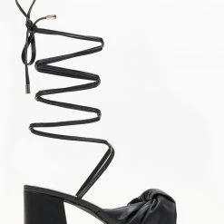 The Fashion Project Πέδιλα με λεπτά κορδόνια - Μαύρο